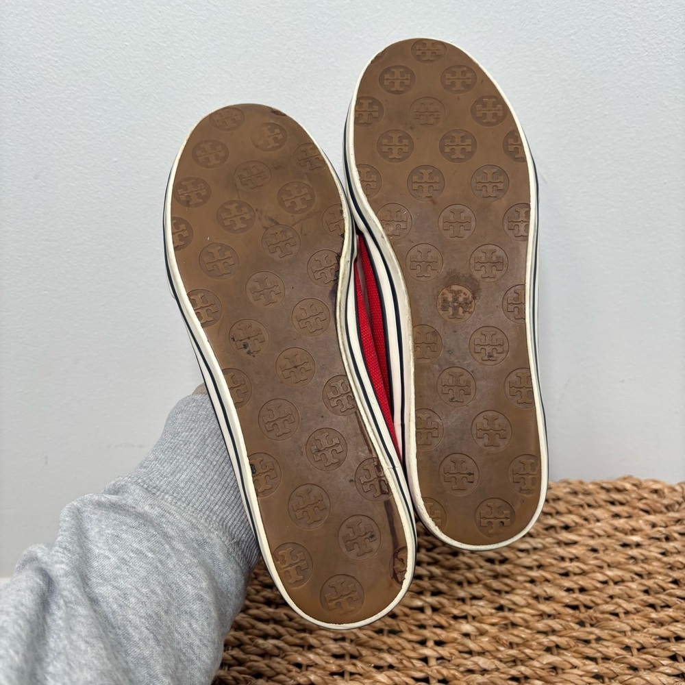 Tory Burch Red Flats with Black Accents - Picture 10 of 11